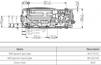 Samsung-bevėjės-mini 4-kryptės-5.00-5.50-kW-kasetės-išorinio-bloko-brėžinys-2